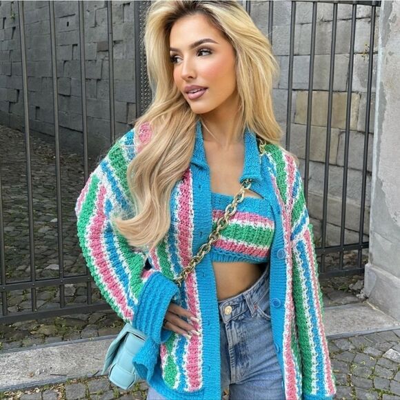 ZARA NWT KNIT TOP MULTICOLORED bloggers fav🔵 - Picture 5 of 8